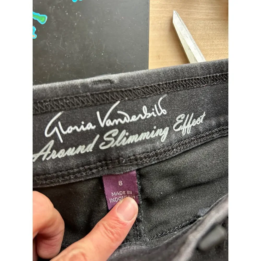 Gloria Vanderbilt Slimming Effect Black Avery Ponte Slim Pull On Pants Size 8